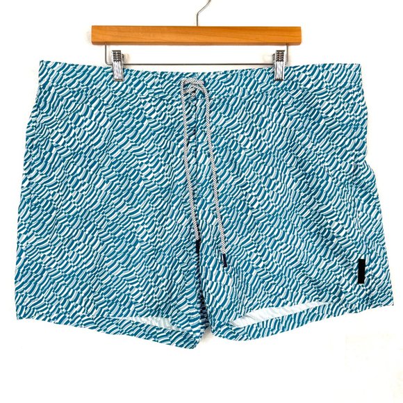 Michael Kors Board Shorts Mens XXL Blue White Pattern Drawstring - Picture 1 of 12